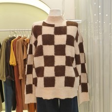 씨씨콜렉트 블록 체크 모헤어 니트C194KSK041