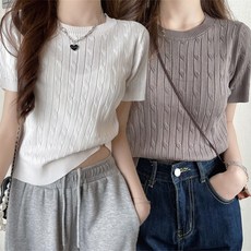 [세인트이브] T5280 2장 니트 꽈베기 반팔티