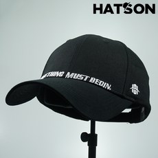 [햇츠온]K0SM432BK HatsON 브랜드 남자 여자 무지 심플 레터링 블랙 스트럭쳐 하드 볼캡 야구 모자 AD - 햇츠온밀리터리