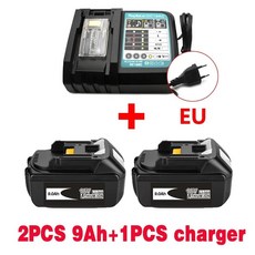 마키타 충전식 전동 공구 배터리 LED 리튬 이온 교체 LXT BL1860B 18V 18.0Ah, 04 2PCS 9.0Ah charger