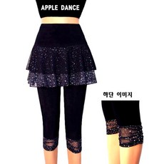 국산 은사 물결 7부 랩바지 댄스복 스포츠댄스복 에어로빅복, L- 66