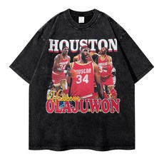 하킴 올라주원 휴스턴 NBA 프린트 티셔츠 힙합 스트리트 반팔 긴팔 레트로 래퍼 농구