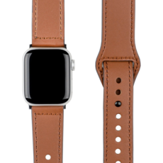 모할랩 애플워치 호환 가죽 단추 스트랩 + 보호필름, 02브라운, 44mm