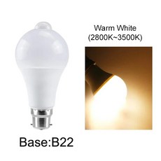 PIR 모션 센서 라이트 램프 모션 센서 야간 조명 85-265V B22 E27 계단 복도 센서 라이트 LED 램프, 02 B22 base warm white_01 18W, 1개