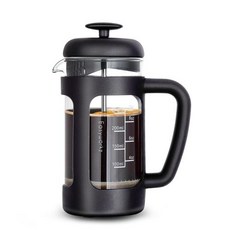 Easyworkz French Press 355ml12온스 커피 티 메이커 붕규산 유리 포함 부드러운 그립 핸들, 12 oz 350 ml, 1개, Black