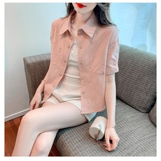 [유미르] 칼라 여성 캐주얼 여름 반팔 셔츠 자켓