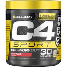 C4 Sport-운동 전 부스터 과일 펀치-무설탕 음료 에너지 드링크 부스터-남성 및 여성용-베타 알라닌 + 크레아틴-30 인분