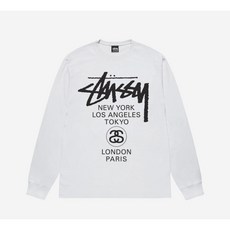슈데일리 스투시 월드투어 롱슬리브 티셔츠 화이트 2024 3993860