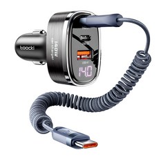 TOOCKI 2C+1A 3포트 140W LED 차량용 미니 시거잭 초고소 충전기, 그레이 그레이