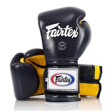 Fairtex 무에타이 복싱 글러브 BGV9 킥복싱 MMA 트레이닝 스파링 권투 복싱용품, 16 oz, Blue/Yellow/Blue Piping