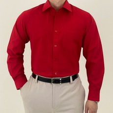 포시즌셔츠 레드 남성 긴팔 일자핏 빅사이즈 와이셔츠 95-120호 메노모소 빨간 셔츠