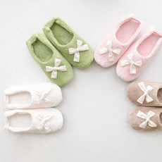 실내화 덧신 사실 거실화 리본 극세사 슬리퍼, 극세사 리본 덧신(핑크)