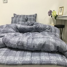 국산 마이크로화이바 초극세사 따뜻한 먼지없는 모던체크 차렵 이불, 이불단품(그레이)