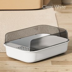 반밀폐형 대형 쓰레기통 비말 방지 고양이 화장실 용품 고양이 침대 팬 밀폐형 샌드박스 고양이 국내 샌드박스, 03 orcelain white, 1개