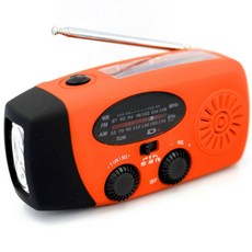 자가 발전 라디오 10000mAh 비상 솔라 핸드 크랭크 휴대용 날씨 LED 손전등 SOS 알람 보조베터리 스피커, 오렌지, 10.2000mAh Orange, 1개