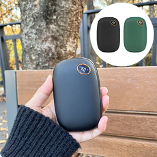 잇츠트렌디 1초발열 충전식 핫팩 심플 손난로 10000mAh 대용량 보조배터리 양면발열 3단계 온도조절 파우치포함, 그린