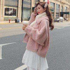 퍼자켓 램스울 여자외투 2019가을겨울타입 알갱이 양벨벳 빅사이즈 무스탕 짧은타입 재킷