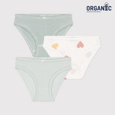 PETIT BATEAU [23FW] 여아 오가닉 뉴멀티하트 팬티 3PACK