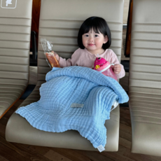돗투돗 오가닉 6중 거즈 순면 블랭킷 아기담요, 블루 1개