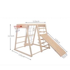 실내 원목 놀이터 어린이집 미끄럼틀 등반 프레임, 정글짐(등반프레임), 1개 - 지아지조정글짐