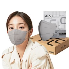 플로우 KF94 귀안아픈 숨쉬기편한 새부리형 마스크 대형, 100개입, 1개, 그레이