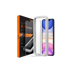 Spigen Align Master 유리 필름 iPhone 11 iPhone XR용 가이드 테두리 포함 iPhone 11용 보호 필름 2매입