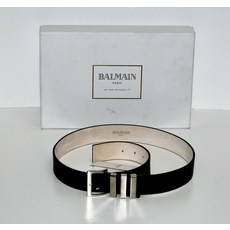 Navy Leather Belt by Balmain Soft Calfskin Size 95 EU Authentic BNIB - Reg $495