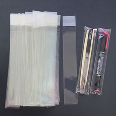더블슬릿 접착식 OPP 무지 투명 볼펜 포장 봉투 3 x 15.8 cm, 200매입
