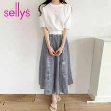샐리 체크밴딩배색플레어원피스_I1B-IOP050