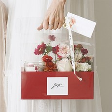 투명 커버 플라워 박스 꽃 선물 포장 케이스, 1개, 와인
