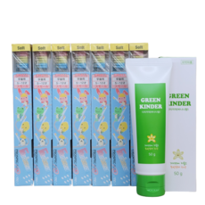 포레슨칫솔(타이니 스몰 미니 택일) 7개+그린킨더저불소치약50g1개(무방부제 10무첨가) 당일무료배송, 스몰(6-12세)