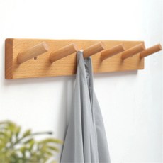 솔리드 우드 벽 후크 욕실 타월 랙 코트 가방 스토리지 선반 옷 이 침실 장식 문 북유럽, 1개, 4.Wood 6 Hooks