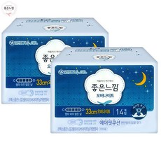 좋은느낌 오버나이트 울트라 날개형 생리대, 2팩, 14매