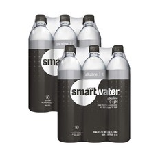 Glaceau Smartwater Alkaline 9+Ph 글라소 스마트워터 알카라인 워터 알칼리수 9+ pH 1L (33.8 fl oz) 6묶음 2팩