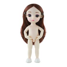 Zeyuan 가발을 가진 16cm 미니 인형과 13 개의 움직일 수있는 조인트-아이들을위한 사랑스러운 6.3 인치 소녀 인형 놀이, 플라스틱, 브라운