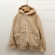 덤블 뽀글이 오버핏 후드집업 털자켓