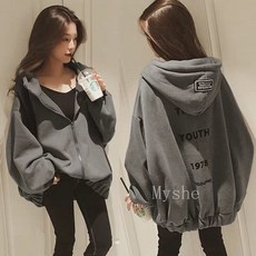 [Myshe]여성 후드 집업 점퍼 자켓 겨울 빅사이즈 qxz1110FHY1111BQWT3, L, 카키（춘추）, 1개