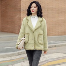 진솔 스윗 인조 밍크 기모 여성 숏 155CM 작은 키 유행 겨울 가을 모직코트