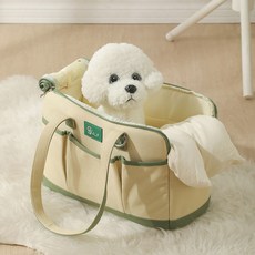 YOKEE 강아지 휴대용 고양이 가방 세련된 캐리어 Tas Een-Schoudertas 매트 Ademend 4-Kg 벨래스팅 존더, 01 Khaki green, 02 37x17x25cm 4kg, 1개