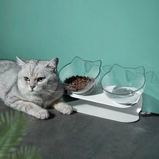 깔끔 강아지 고양이 반려동물 밥그릇 식기 2구그릇 식기, 단일하다., 1개