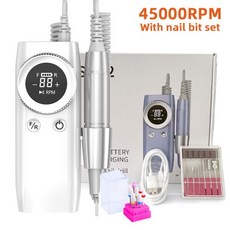 45000RPM 선반 인조손톱 모드 전기 신제품 기계 일시 충전식 매니큐어 젤 네일 제거 도구 붙이는네일 드릴 샌더 절단 정지, 902 White Set BTH8, 1개