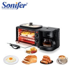 다기능 멀티 토스터기 조식 메이커 가정용 아침 식사 Sonifer 다기능 조식 커피 붙지 않는 토스트 오븐 3 in 1, 2) UK