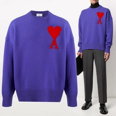 20FW 빅 하트 로고 울 니트 퍼플 H20HK009 018 500