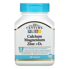 21 센츄리 칼슘 마그네슘 비타민D 아연 90개입 21st Century Calcium Magnesium Zinc + D3 90 Tablets, 4개