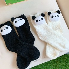 걸스코코 (2개1세트) 심플팬더 수면양말 인형 캐릭터양말 수족냉증 양털 후리스 보온양말 2color