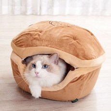 tscom 고양이 하우스 숨숨집 방석 매트 침대 캣 집 브라운 쿠션하우스, 해당상품