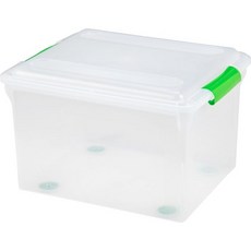 IRIS USA File Box WeatherPro Organizer Plastic for Letter/Legal File Water Resistant Document Box, Clear/Green - 4 Pack - 아이리스공간