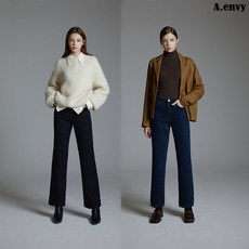 셈플리체 24FW 릴릭스핏 기모 니팅데님 팬츠 2종 여성용 상품 이미지