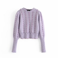 자라 메탈릭 얀 베스트 라운드넥 숏 크롭 예쁜 퍼프 소매 니트 스웨터 ZARA 8844