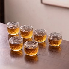 BLOWFISHFUGU 크리스탈 글라스 찻잔 유리 찻잔 유리찻잔세트 찻잔세트 75ML, 6개, 투명색A